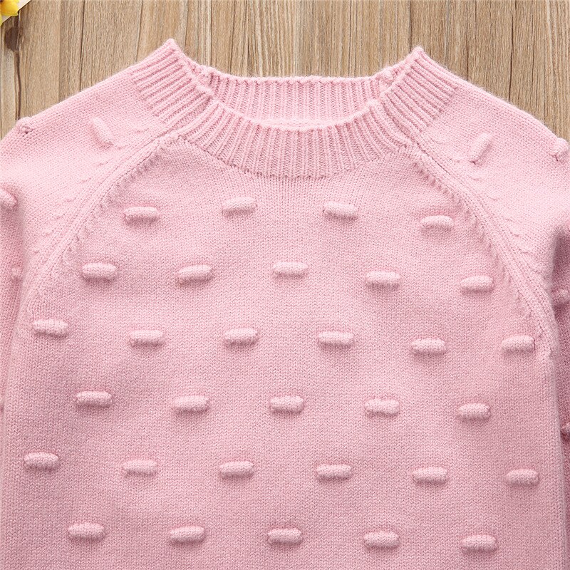 1-5 AÑOS NIÑOS bebé niña tejida suéteres Otoño Invierno ropa de lana suéteres cuello redondo rosa blanco niñas suéteres