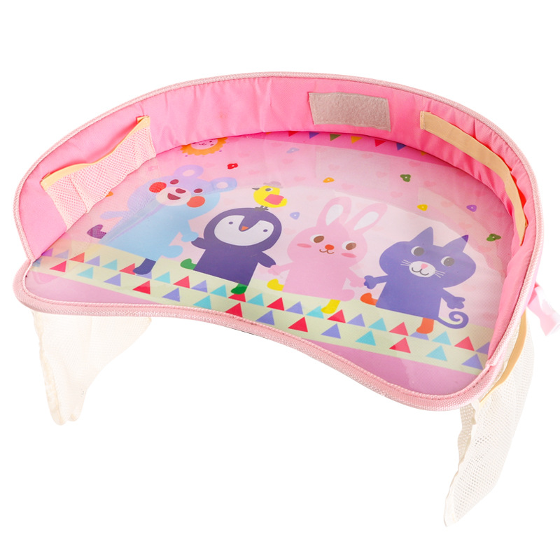 Kinderen Draagbare Plaat Tafel Voor Auto Kind Tafel Opslag Baby-autozitje Cartoon Kinderwagen Kinderen Speelgoed Voedsel Water Houder Bureau