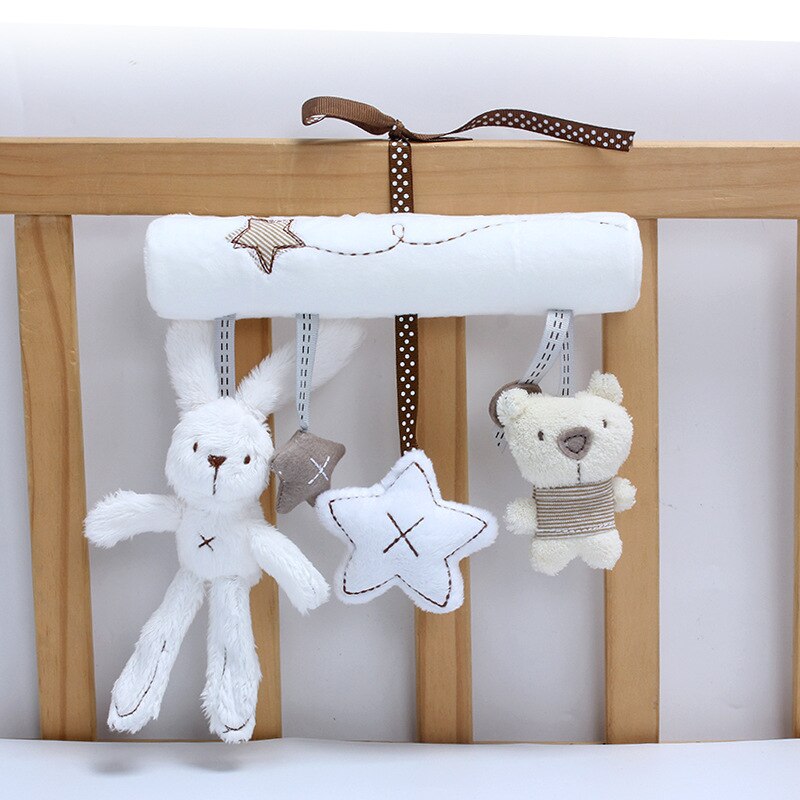 Baby Speelgoed Voor Wandelwagen Leuk Wit Konijn Baby Muziek Wieg Mobiele Bed Rond Pluche Speelgoed Voor Pasgeborenen Rammelaars Baby Speelgoed 0-24 Maand