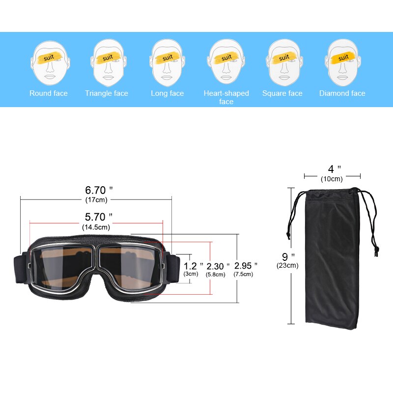 Windproof Motorcycle Vintage Goggles Moto Motorbike Goggles Retro Helmet Cycling