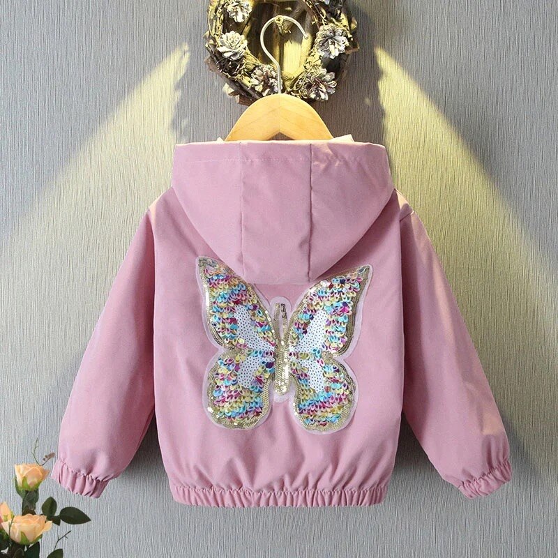 Lange Mouwen Jassen Voor Meisjes Kids Leuke Vlinder Jassen Mode Lente Herfst Kinderen Uitloper Meisjes Casual Kleding: Roze / 5-6 Years (130cm)