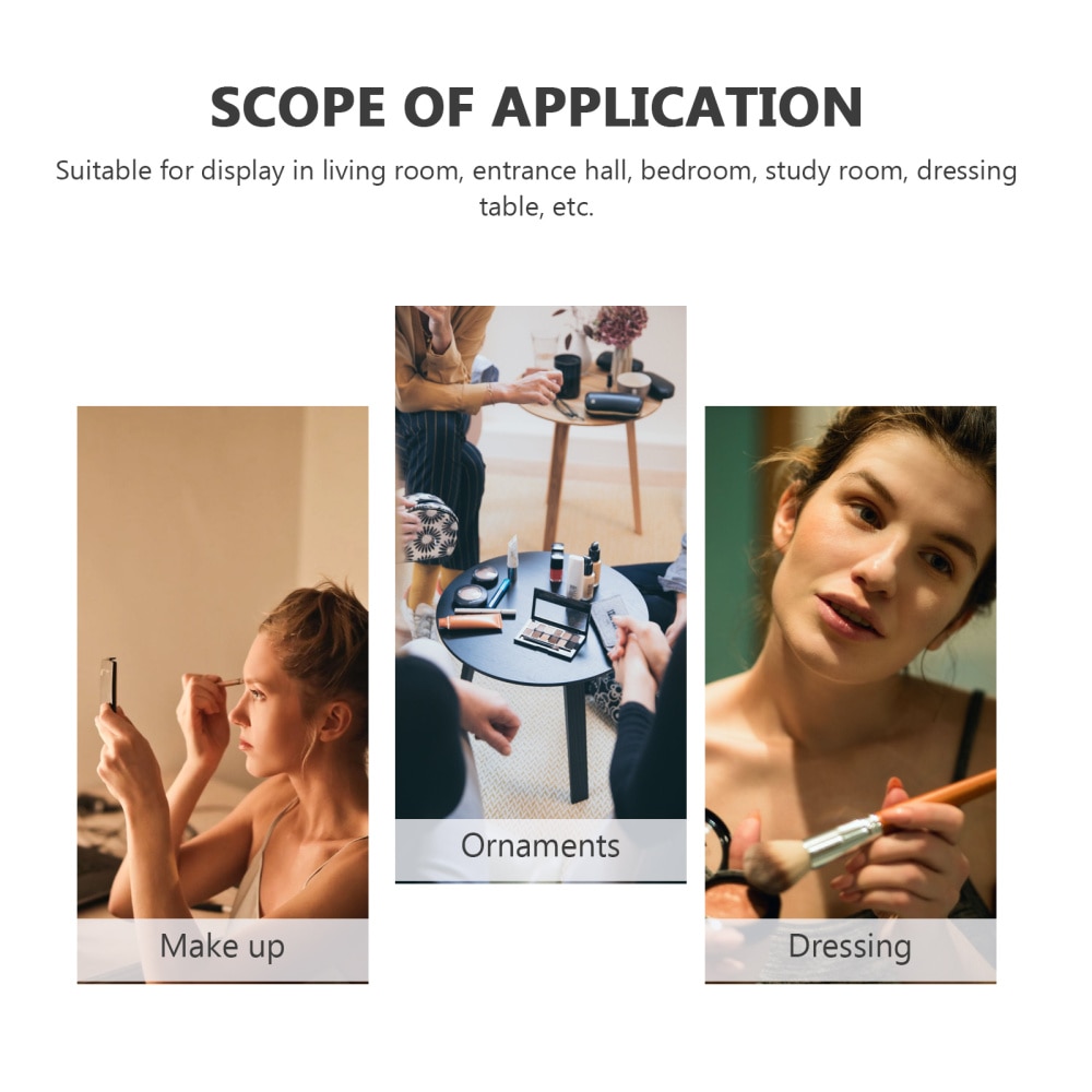 Vanity Makeup Mirror with Natural Wood Stand 360 Degree Swivel Desktop Mirror