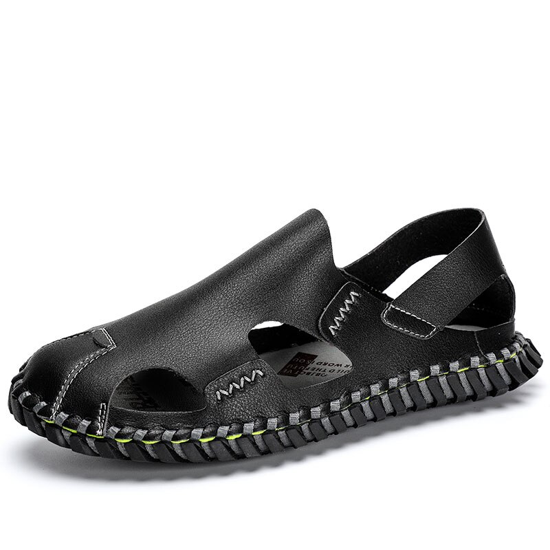 Homme komfort mandlige sommer sandles geta sandalhas kjole vietnam walking hombre masculino sandaler s størrelse fodtøj sko masculina: Sort / 39