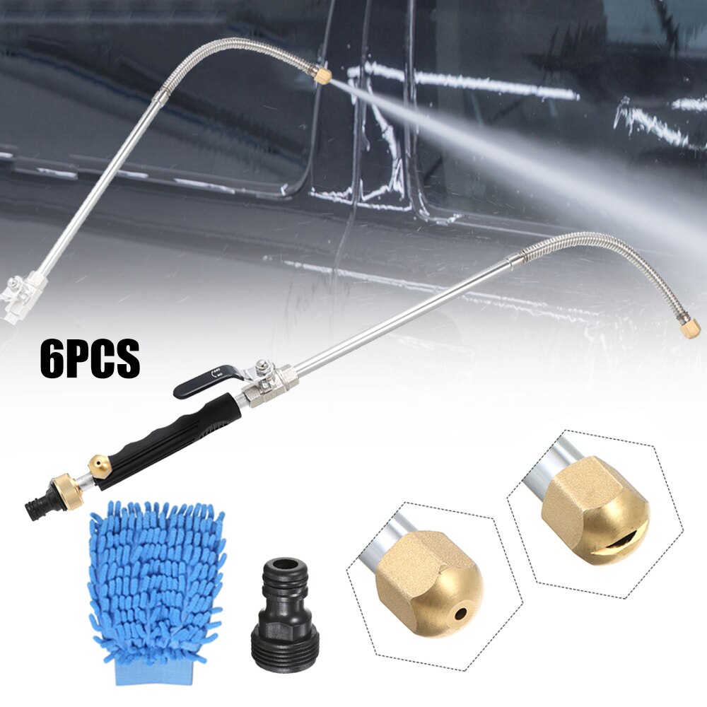 Jet Car Washer Power Magic High Pressure Wand Watering Spray Sprinkler Cleaning Tool Cleaner Watering Lawn Garden: black 6pcs