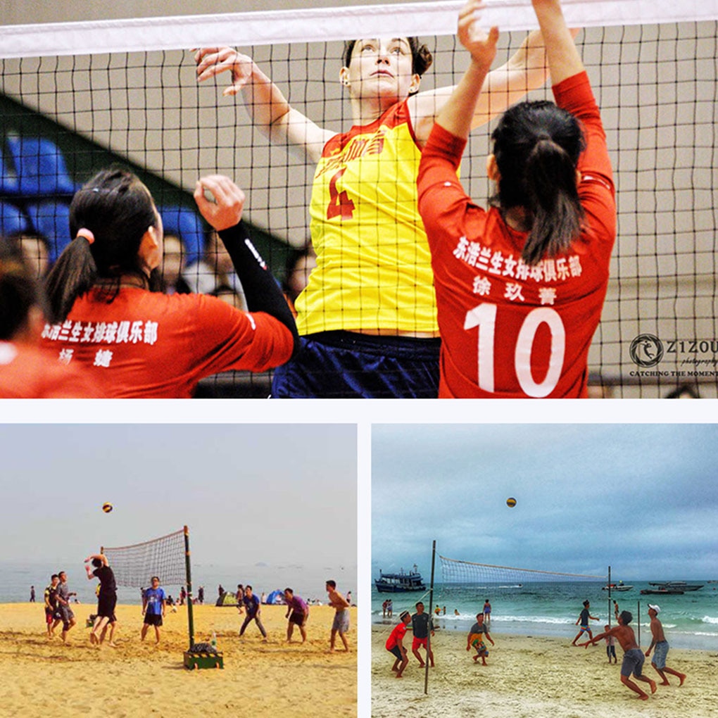 Portable Volleyball Net Indoor Outdoor Beach Volleyball Training Practise PE Net with Storage Bag
