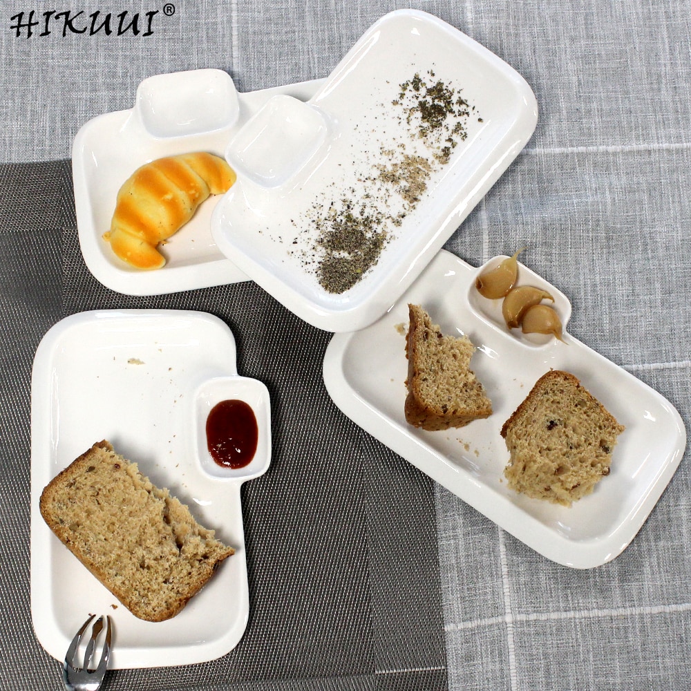 10"inch Ceramic Plate Diner Plates White Porcelain Dinnerware with Saucer Party Dishes Breakfast Dish Tableware