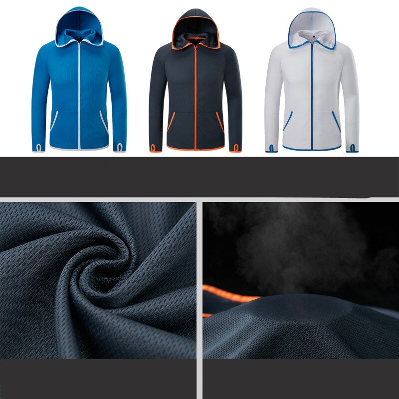 Ropa de pesca hidrofóbica de seda de hielo para hombre, chaquetas con capucha para acampar al aire libre, senderismo, impermeable, antisuciedad, protección de secado rápido