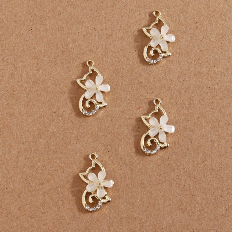 5Pcs 10*20Mm Leuke Crystal Cat Bedels Voor Sieraden Maken Bloem Bedels Voor Hangers Kettingen Oorbellen diy Ambachtelijke Accessoires