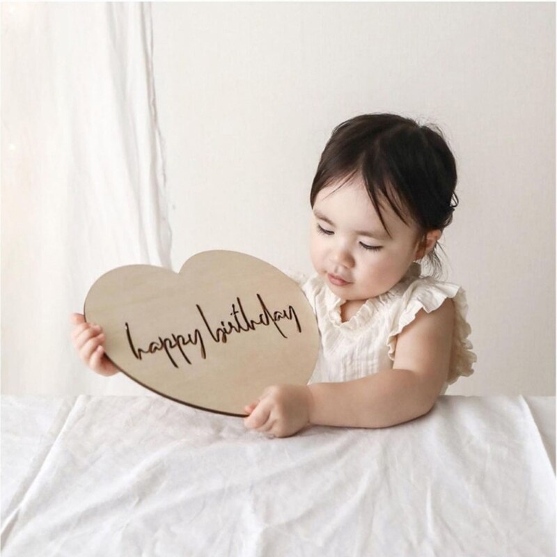 Baby Boys Girls Birthday Party Photo Booth Prop Children Wooden Photography Props Baby Shower Decoration Supplies Kids Room