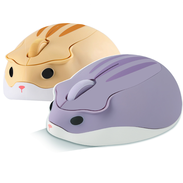 Neue Nette Maus USB Optische Drahtlose Gaming Cartoon Mause Rosa 3D Hamster Form Gamer Laptop Mäuse 1600DPI Für mädchen: yellow and purple