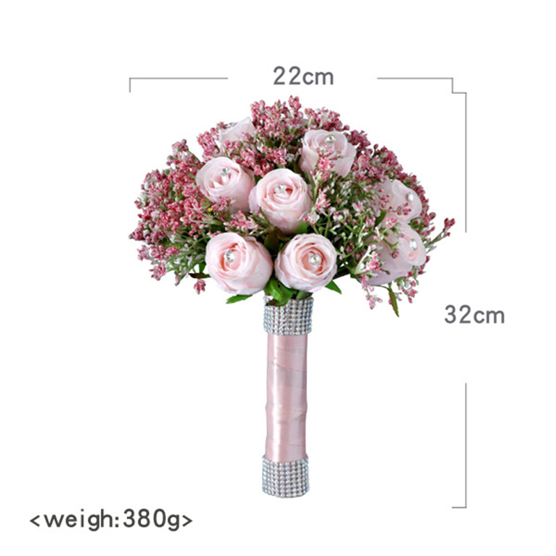 Hochzeit Strauß Brautjungfer die Seide Band Künstliche Rosen Blumen Halten Braut Mariage Zubehör