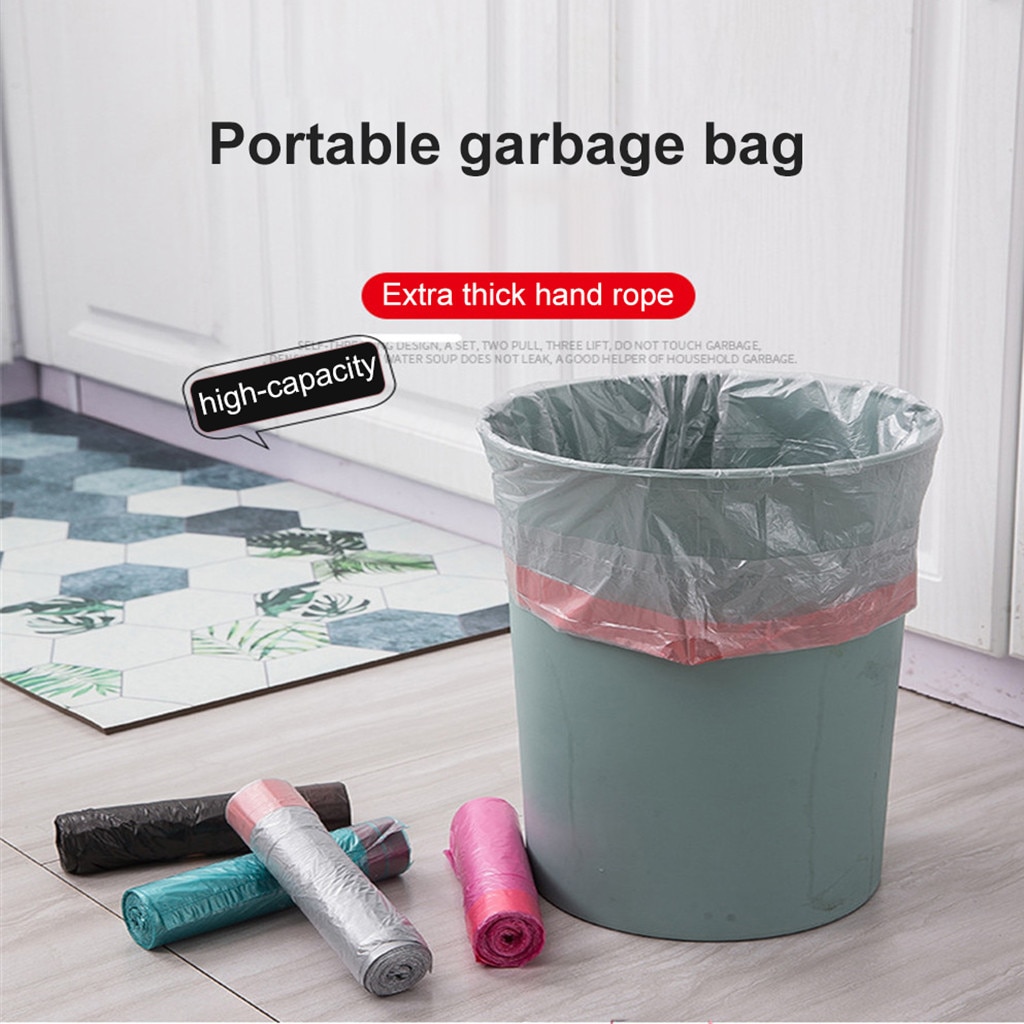 Household Disposable Large Thickened Portable Garbage Drawstring Garbage Plastic Disposable Trash Bags Storage bag #50