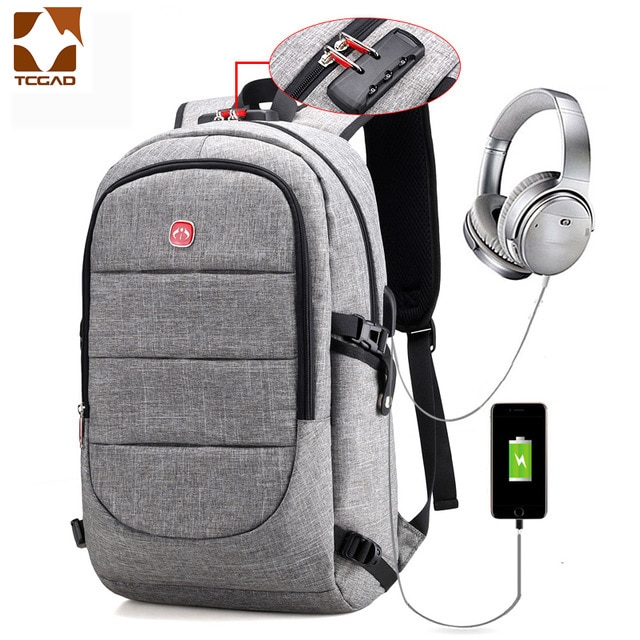 Sichere rucksack Oxford Große Kapazität mochila con seguridad rugtas mit kabel mit Sicherheit Codiert Lock USB Kabel und Port Männlichen