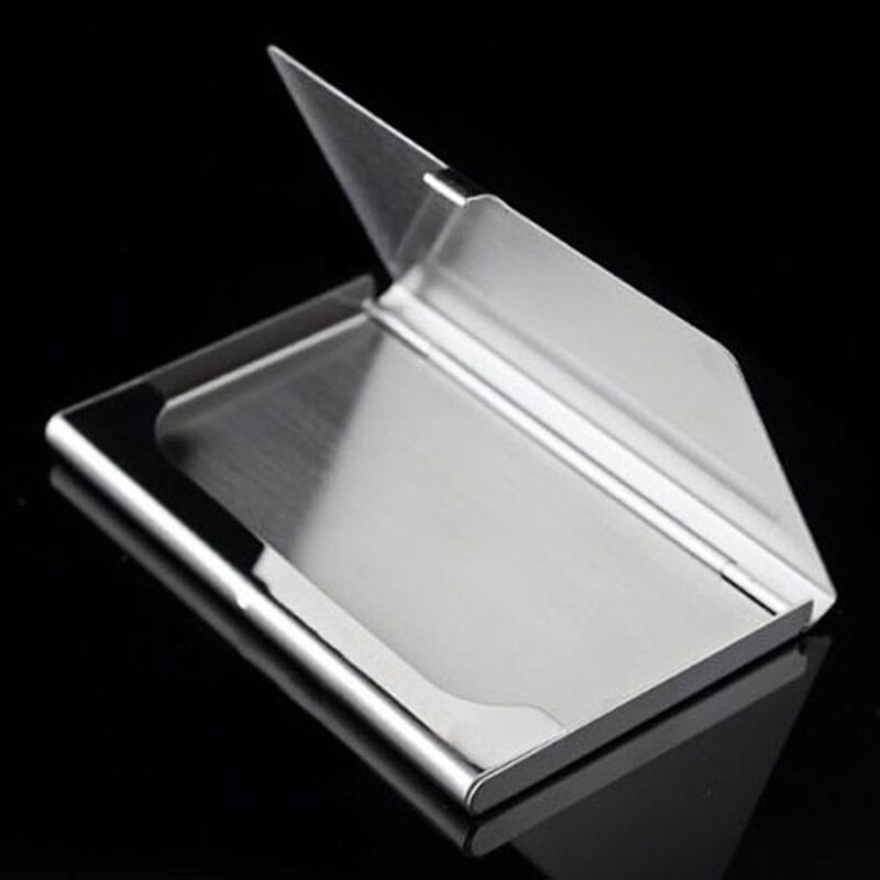 Vandtæt rustfrit stål sølv aluminium metal sag kasse forretnings id navn kreditkort holder dækning navnekort