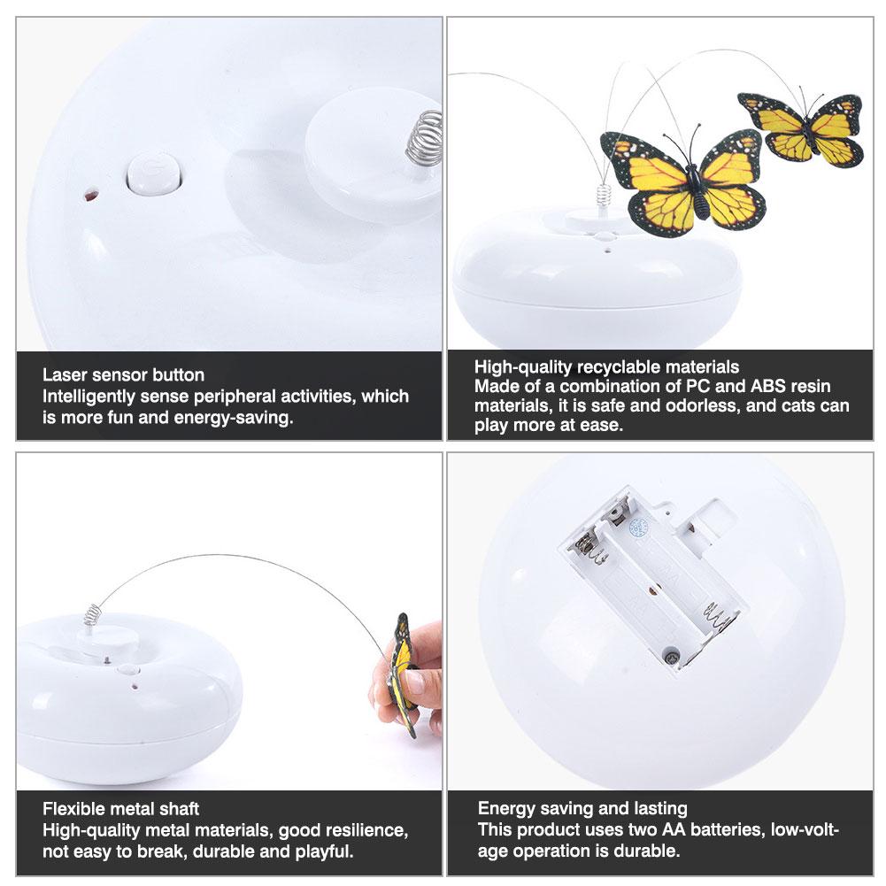 Interactive Cat Toy 360 Degree Self Rotating Cat Butterfly Toy Automatic Battery Operated Funny Cat Toy For Cats Kitten