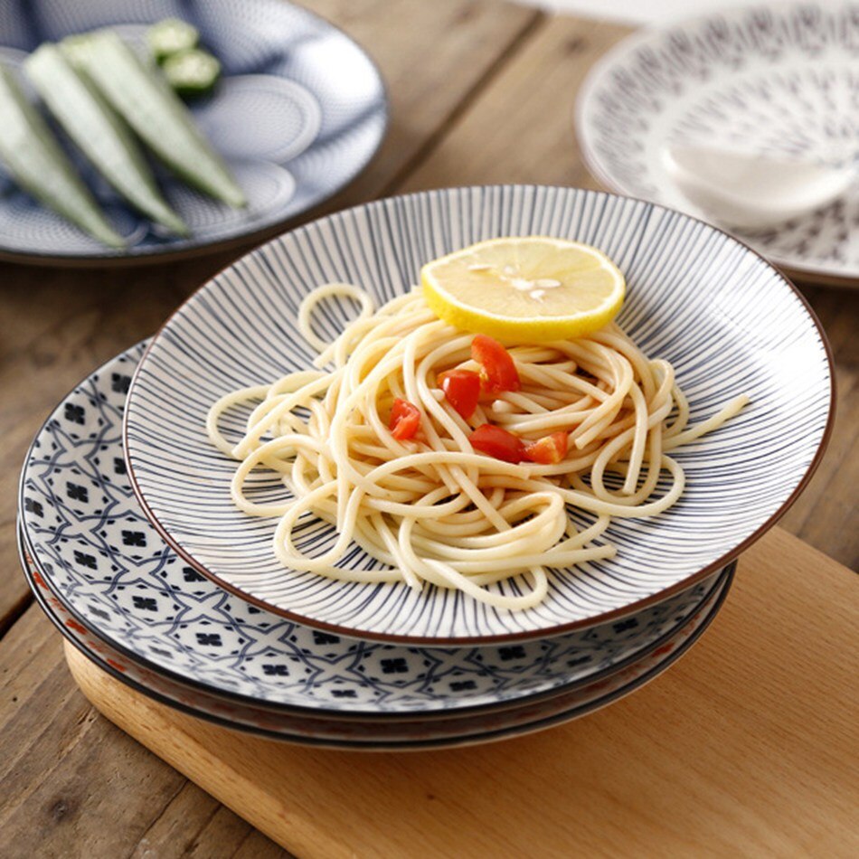 Japanese Style 8 inch Simple Household Round Shallow plate ceramic plate food dinner plates Steak Dishes pratos vaisselle piatti