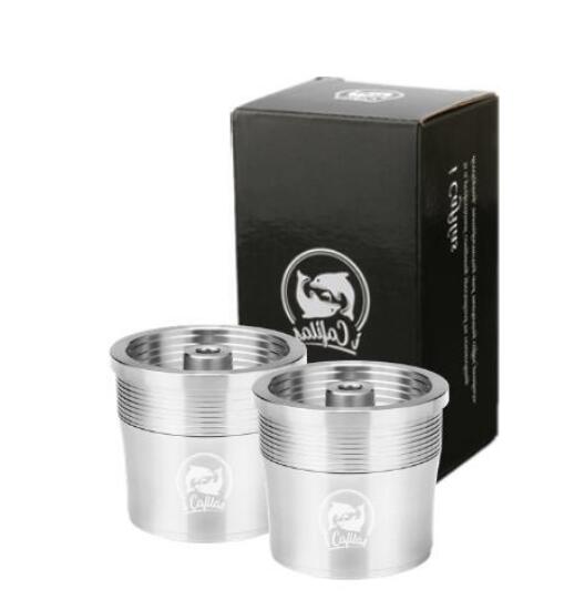 Icafilas påfyllbart metallfilter för illy kaffemaskin café kapslar kopp metall rostfritt stål återanvändbara kaffekorgar kapslar: 2 kapslar