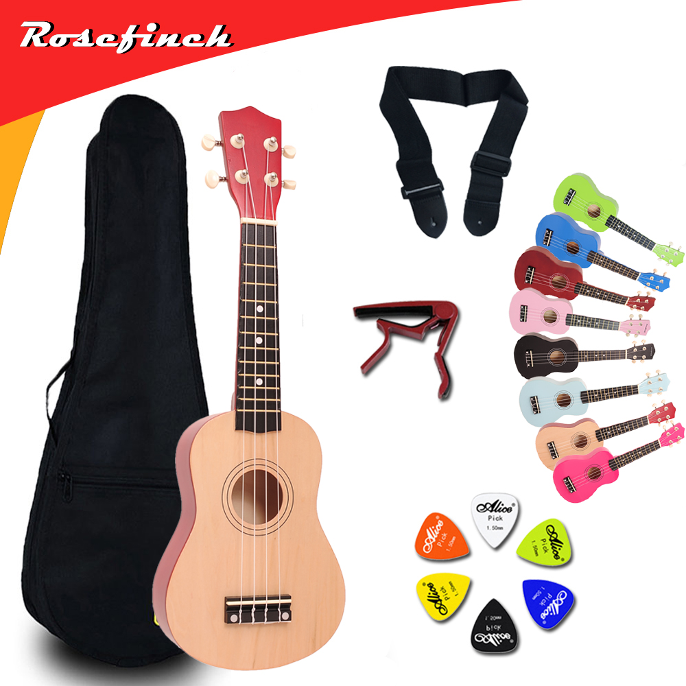 21 Inch Ukulele Hawaii Guitar Mini Guitar Ukelele Sets Bag Capo Strap Picks Kit Music for Kids 14 color UK001A