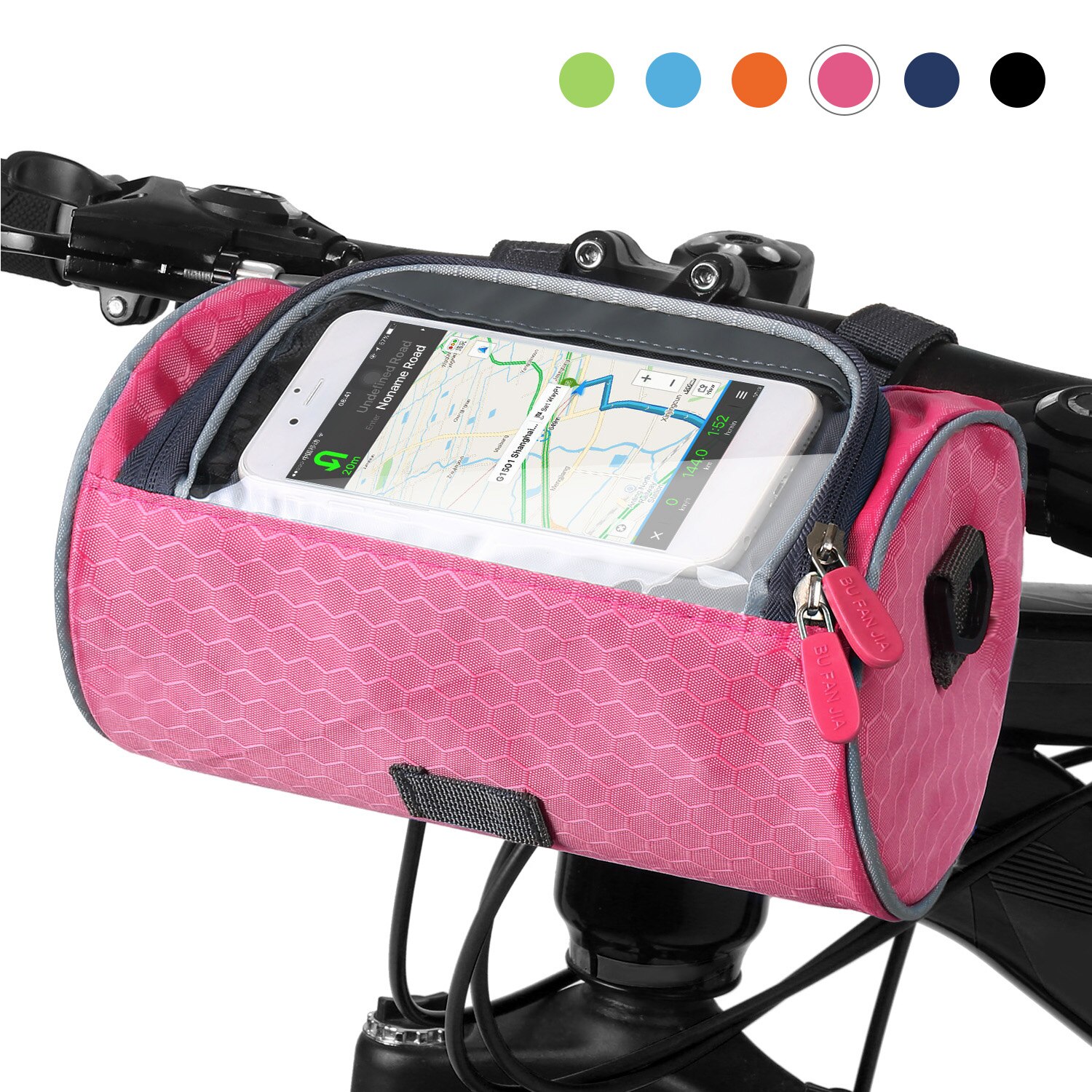 Vandtæt cykelstyrtaske cykeltasker berøringsskærm telefonholder taske pakke skuldertaske mtb cykeltasker taske: Rose