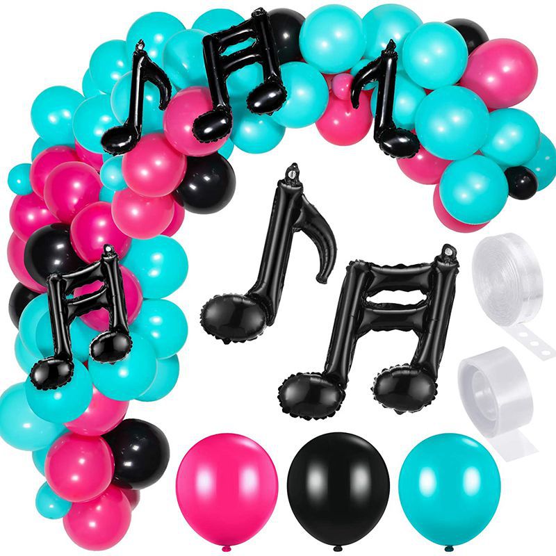 Ballons de musique en forme d&#39;arche pour anniversaire, Kit de guirlande en aluminium pour fête prénatale, notes de musique, décorations à réaliser soi-même: set 2