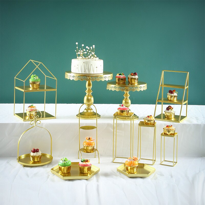 Stable Metal Dessert Table Cake Topper Display Stand Cupcake Plate Wedding Decorative Rack Pastry Tray Afternoon Tea Snack Stand