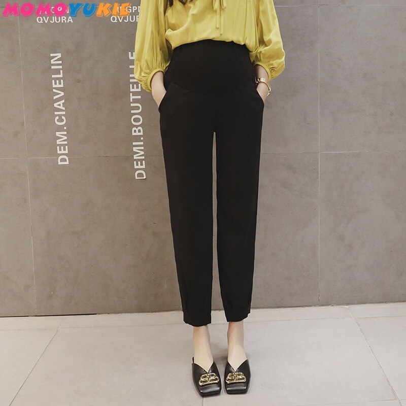 Pregnancy Abdominal harem Pants chiffon Maternity Clothes For Pregnant Women Boyfriend Pants High Waist Trousers Loose Jeans