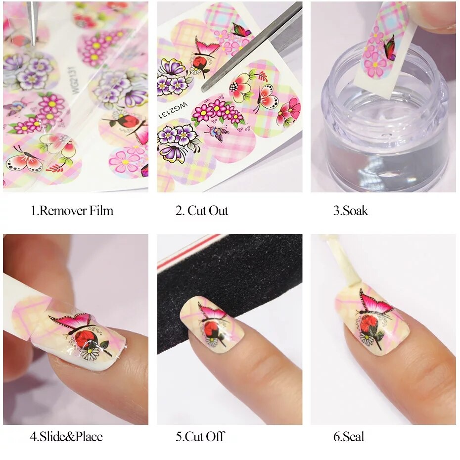 12pcs Spring Flower Nail Stickers Sunflowers Deisgn Water Transfer Decals DIY Nail Art Watermark Manicure Manicure Decor