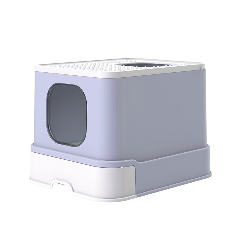 Kattenbak Top Entry Kat Zandbak Grote Capaciteit Wc Lade Gesloten Splash Lade Stijl Lade Wc Catlitter Lade Cattoilet kattenbak: Purple