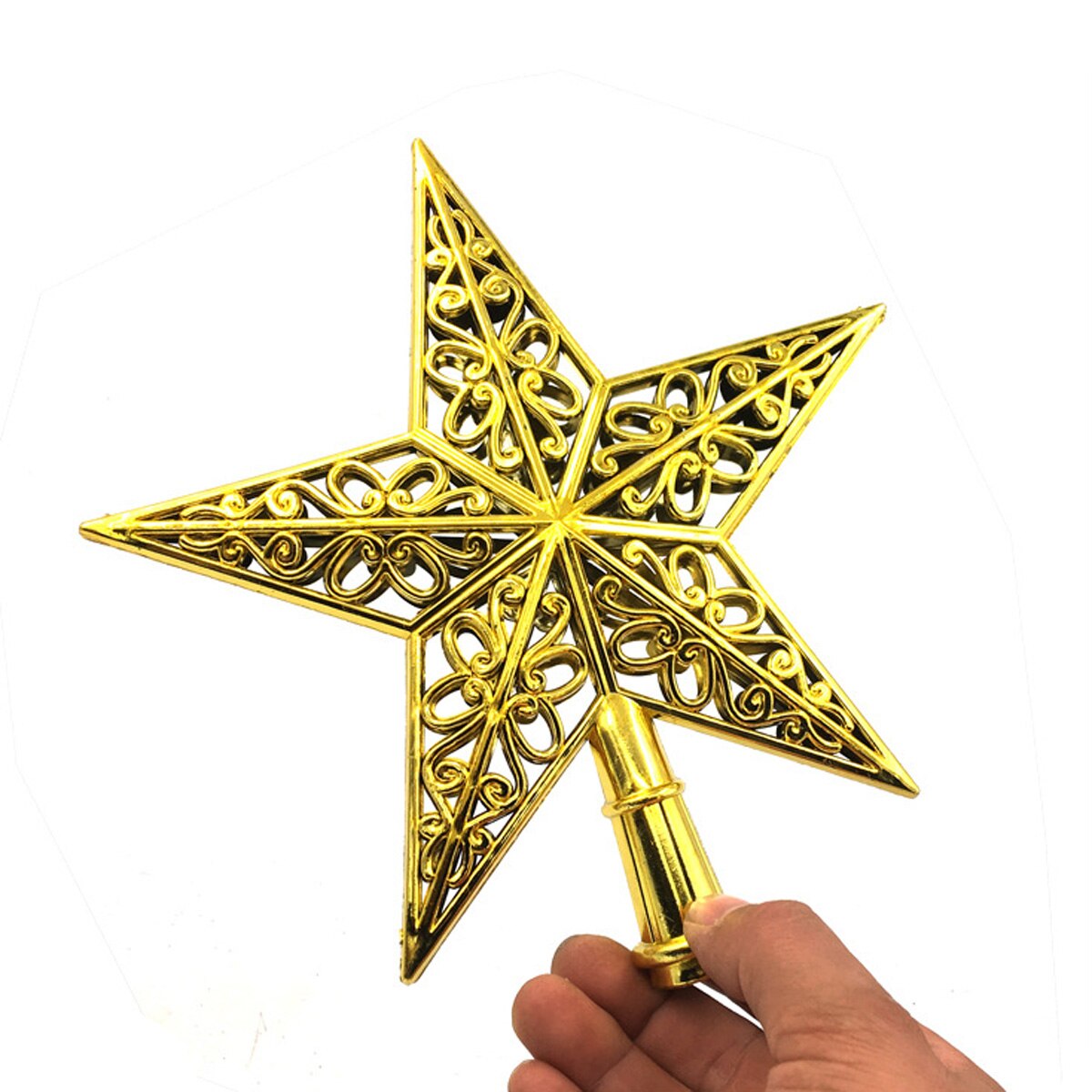 Juletræ top mousserende stjerne udhulet hængende hjem plastindretning festival ornament ornament