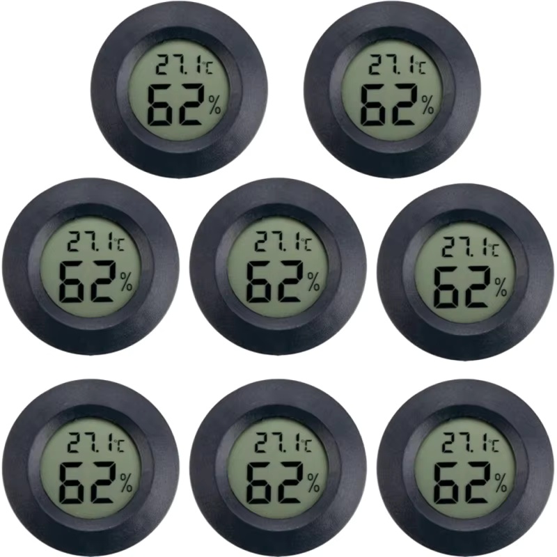 1~10pcs Mini Hygrometer Thermometer Fahrenheit or Celsius Meter Digital LCD Monitor Indoor Room Round Humidity Temperature Gauge: Red