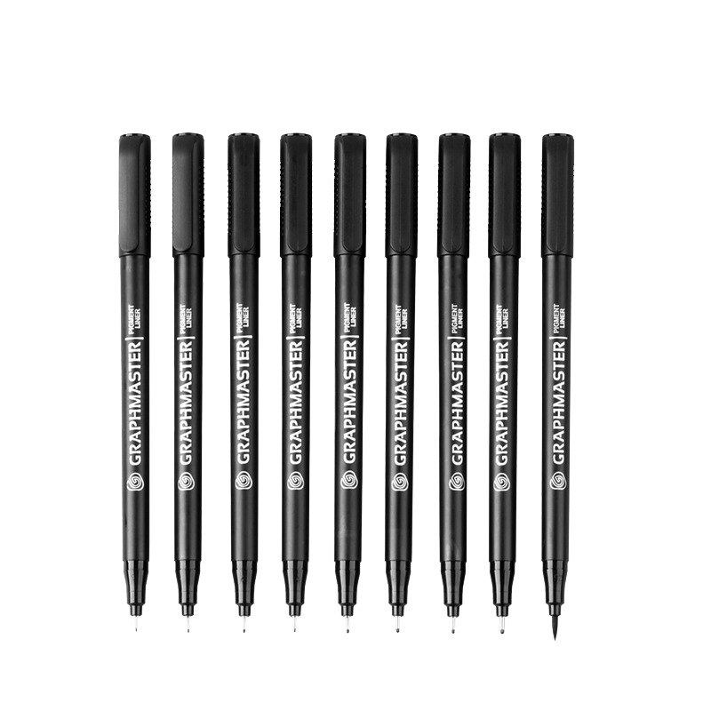 9 Different Tip Pigment Liner Pens Graphmaster Water Resistance Fine Point Art Brush Marker Drawing Sketch School H6204