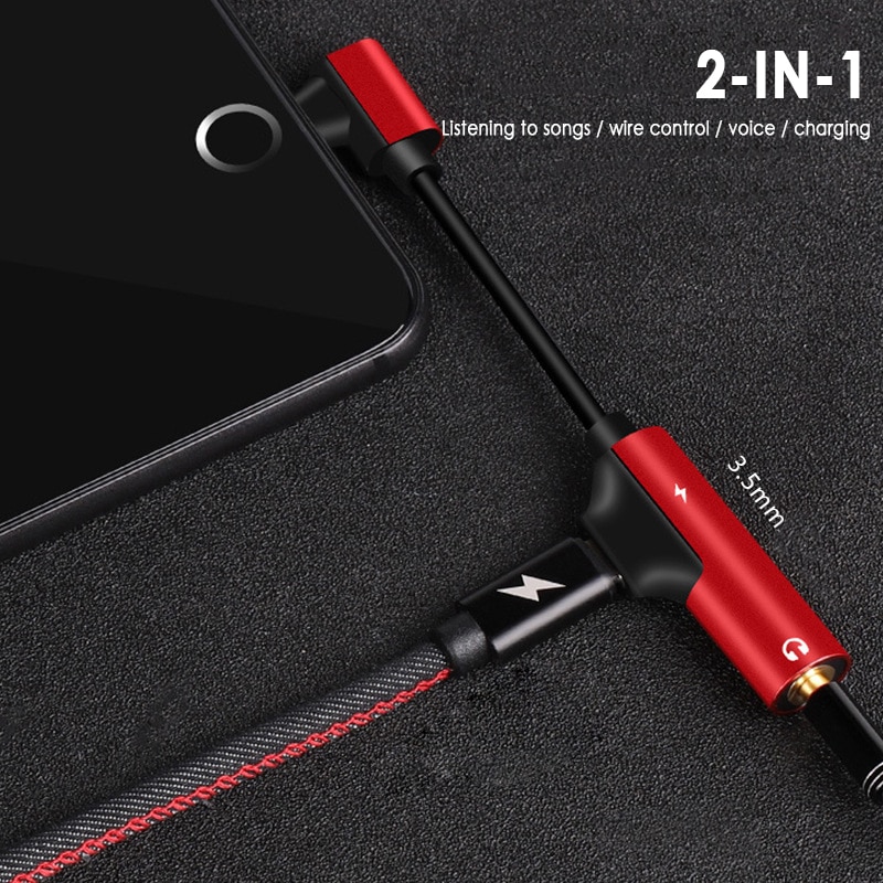 2 In 1 Audio Hoofdtelefoon Opladen Dual Adapter Splitter Voor Iphone Samsung Xiaomi Huawei Voor 3.5Mm Jack Naar Oortelefoon aux Kabel