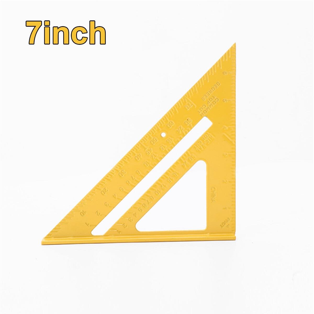 Triangle Ruler 12 inch Aluminum Alloy Angle Protractor Speed Imperial Square Measuring Ruler For Building Framing Tools Gauges: yellow 7 inch