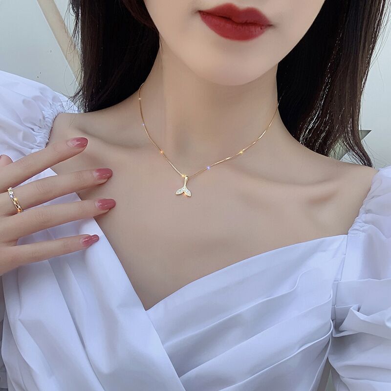Delfin svans hänge choker halsband för kvinnor män smycken halsband 19334: Choker guld