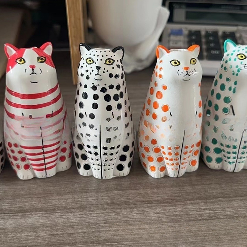 Leuke Kat Vaas Kamer Decoratie Thuis Bloempot Tafel Decoratieve Vazen Boekenplank Ornamenten Hars Ambachten Polka Dot Kat Vaas