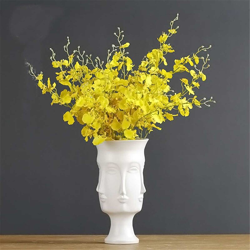 Lady / Men Face Head Planter Vase Flower Human Succulent Pot Home Garden Ornament White Ceramic Craft