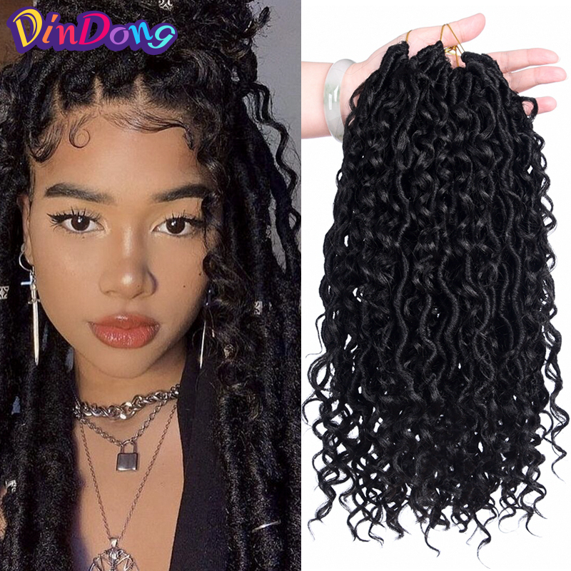 Dea Del Faux Locs Ricci Sintetici Trecce Boho uncinetto Treccia Disordinato Faux Locs Estensioni Dei Capelli Del uncinetto Della Boemia per Le Donne