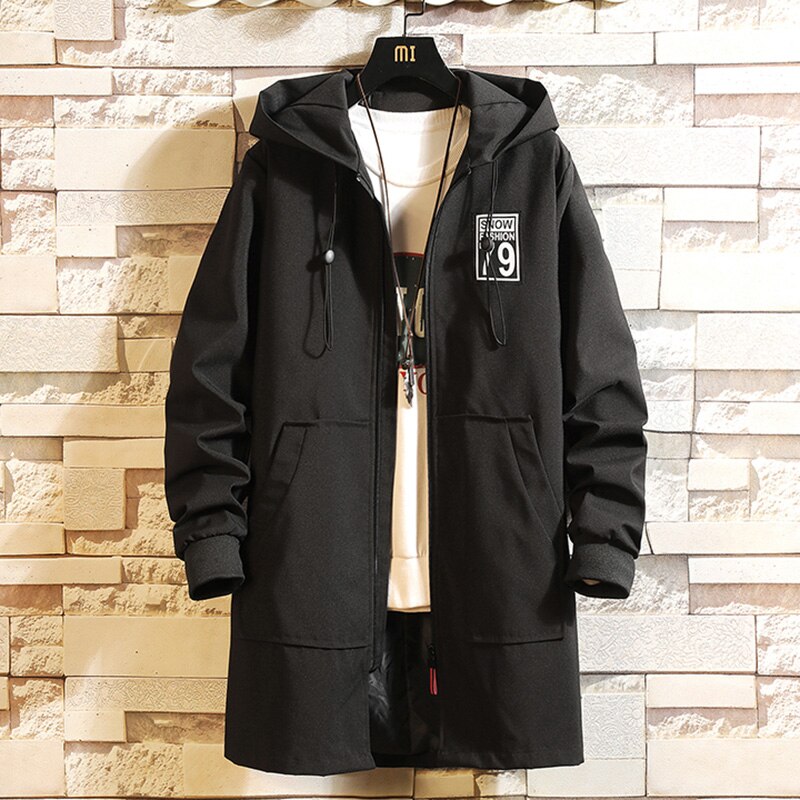Trenchcoat voor de winter, warm, Koreaans, lange mouwen, voor heren, met zakken, solide jas, lange jas, Chaqueta Hombre-White_maat M