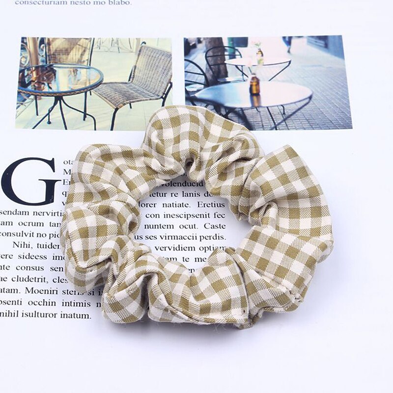 Primavera otoño malla a cuadros Anillo para el pelo del intestino grueso mujeres niñas Scrunchies telas accesorios para el cabello