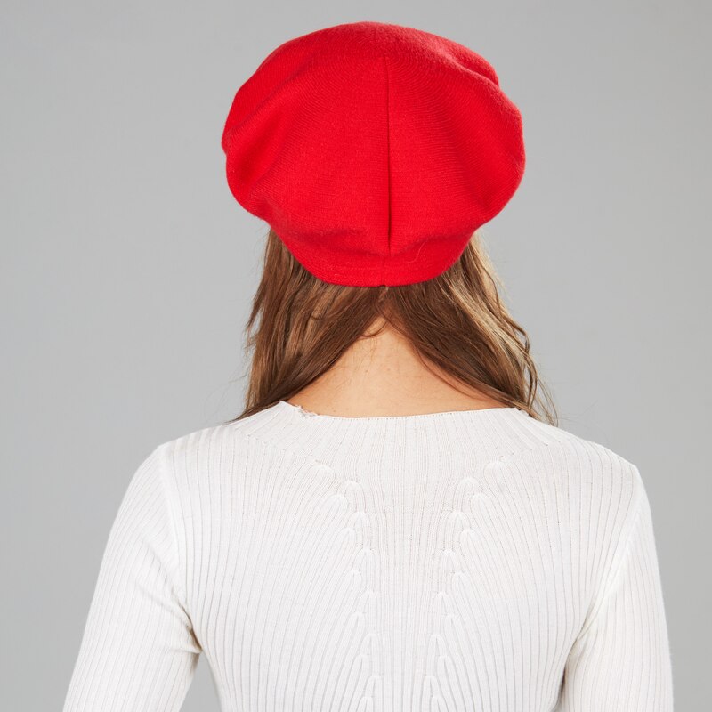 Cappello berretto Donna Artista Francese di Lana Caldo Inverno berretto della Protezione Del Cappello Vintage ▾ Della Ragazza Berretto Pianura Cappelli di colore Solido Elegante Della signora berretti invernali