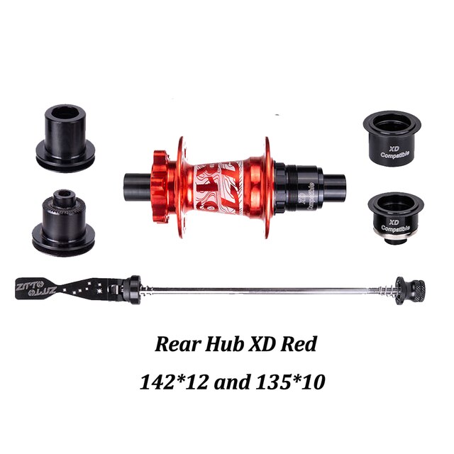 ZTTO Mountain Bike 32 Holes Disc Brake Hub DR190 54T Ratchet Bearings Thru Axle Quick Release HG XD MS Front Rear 15x100 12x142: Rear Hub XD Red