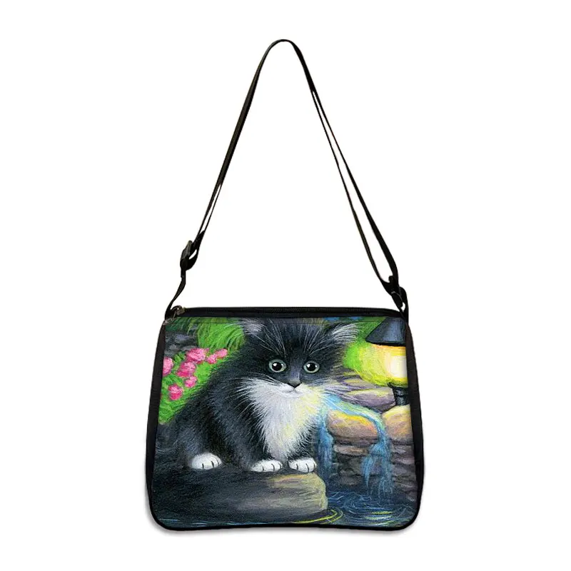 Bolso de mano con dibujo de gato para mujer, bolsa con estampado de Gatito Travieso, longitud ajustable, de almacenamiento, ideal para