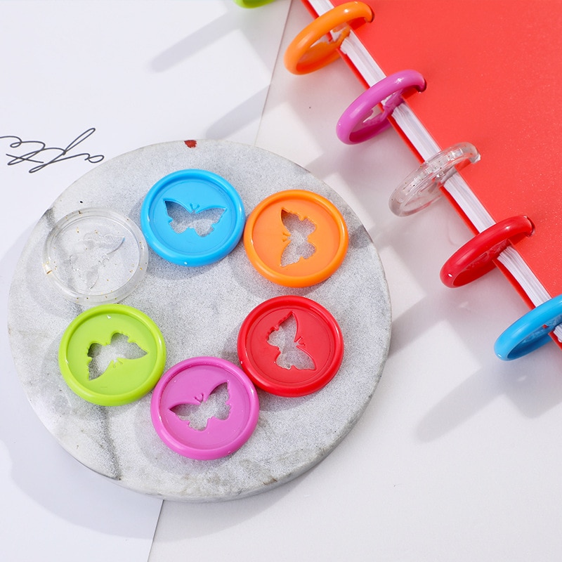 12PCS 26MM Butterfly Binder Ring Mushroom Hole Binder Ring Round Binding Plastic Disk Buckle DIY Binder Binding Supplies