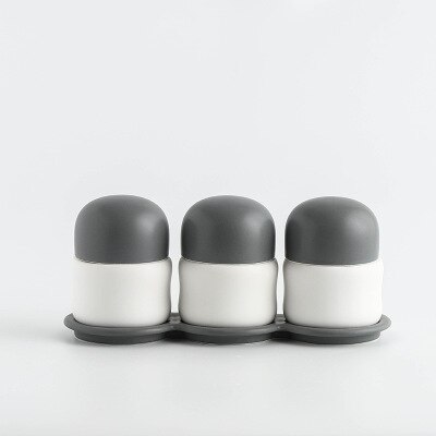 Eenvoudige stijl keramische kruik schattige porseleinen peper- en zoutstrooiers kruik restaurant huishouden: Donkergrijze set