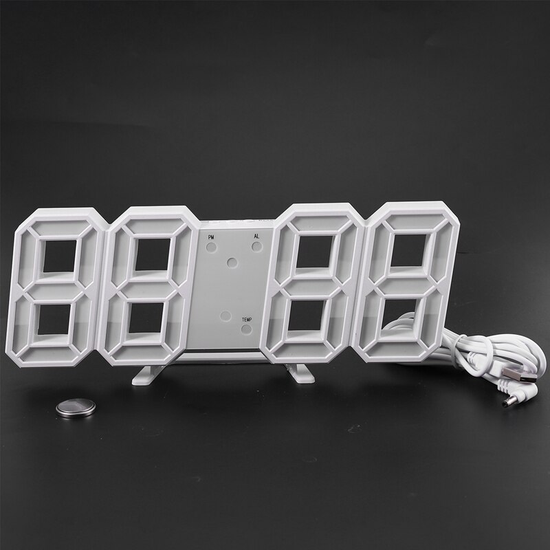 8 Shaped Usb Digital Table Clocks Wall Clock Led Time Display Watches 24-Hour Display Alarm Snooze Home Decoration
