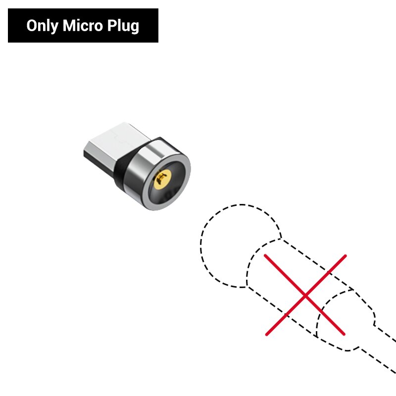 TOPK AM28 360 grad Drehen Magnetischer Micro USB Typ C Kabel LED Magnetic Charging Kabel für iPhone 11 Xs Max X 8 7 6: Only Micro USB Plug