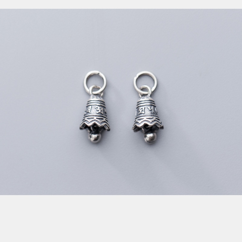 UQBing Retro Vintage Pure 925 Sterling Silver Bell Six-word Mantra Clock Charms Pendant Necklaces DIY Jewelry Findings