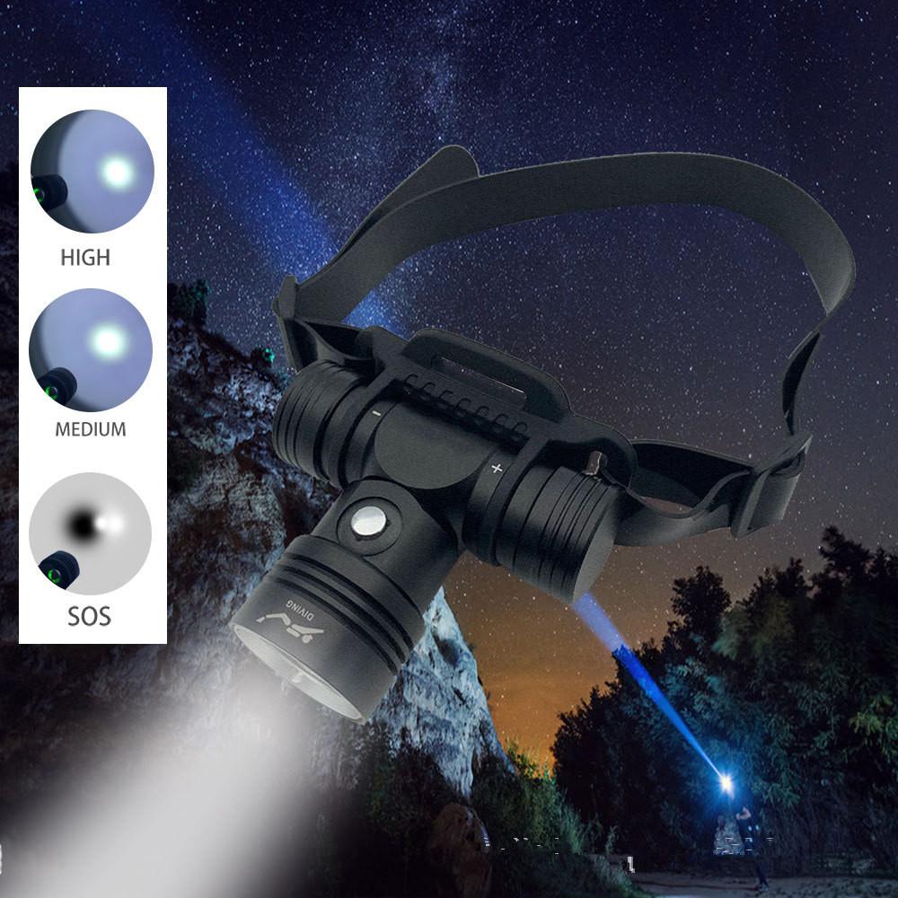 Linterna frontal de buceo impermeable, luz Led subacuática L2, 20-40 metros