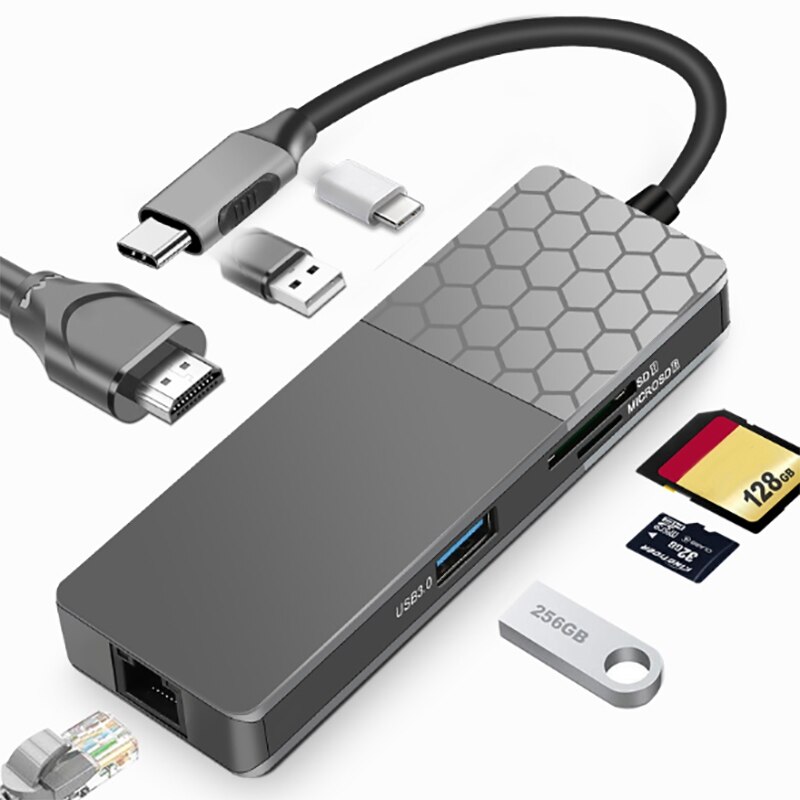 Type-c dockingstation usb 7 in hdmi netwerkinterface type 1 hub accessoires