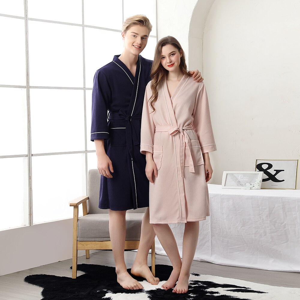 Four Seasons Soft Waffle 3 Quarter Sleeve Man Bathrobe W1901